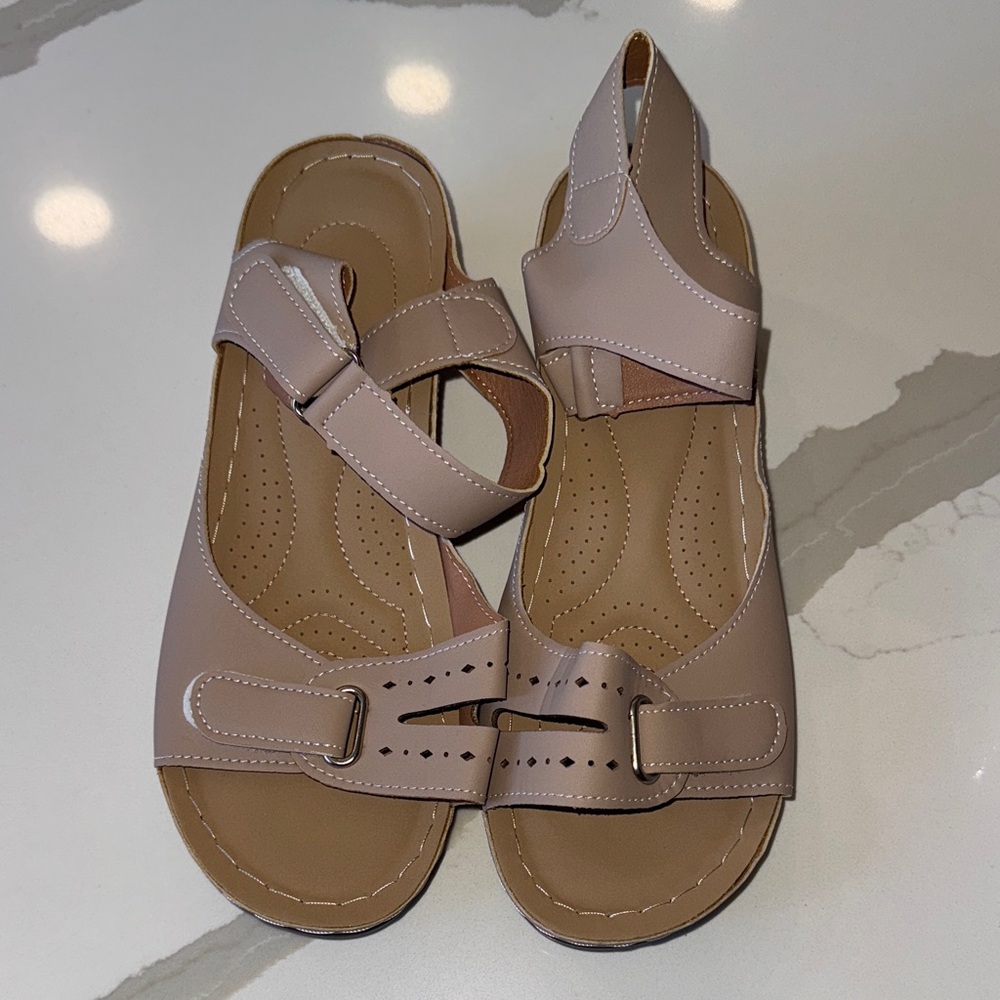 Ladies Beige Comfort Sandals - Classic Casual Style
